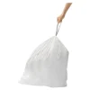 simplehuman Code Y Custom-Fit Liners, 30 Gallons, White, 0.3 mil, Pack Of 200