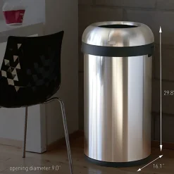 simplehuman Commercial Open Top Trash Can, Bullet Round, 16 Gallons, 29.8