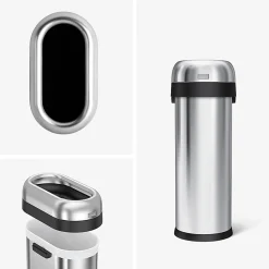simplehuman Commercial Open Top Trash Can, Slim Oval, 13 Gallons, 27.4