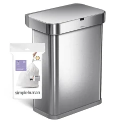simplehuman Custom Fit Can Liners, Q, 0.3 mil, 13 To 17 Gallons, White, Pack Of 240 Liners