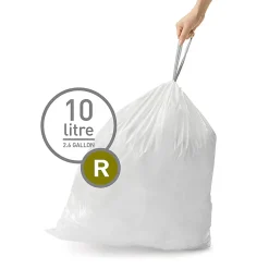 simplehuman® Custom Fit Can Liners, R, 0.3 mil, 10L/2.6G, White, Pack Of 240