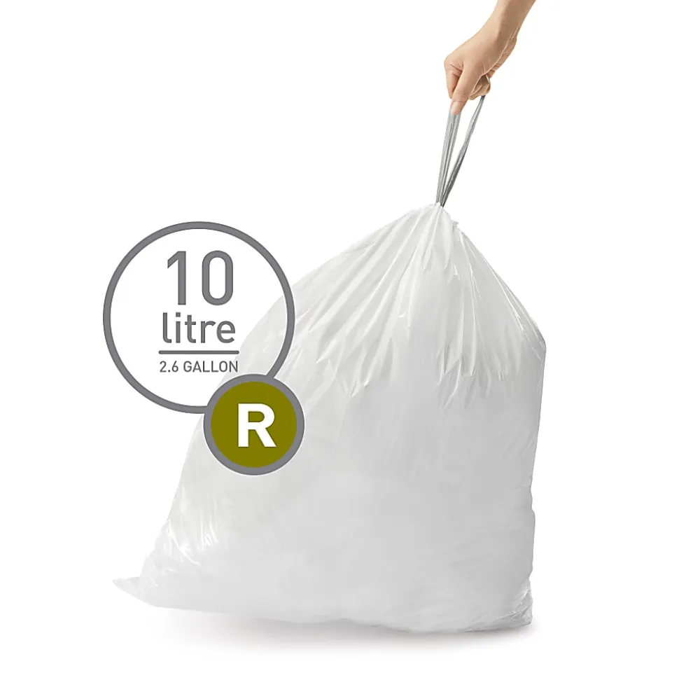 simplehuman® Custom Fit Can Liners, R, 0.3 mil, 10L/2.6G, White, Pack Of 240