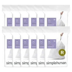 simplehuman® Custom Fit Can Liners, R, 0.3 mil, 10L/2.6G, White, Pack Of 240