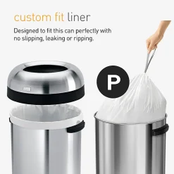 simplehuman Custom Fit Can Liners, 16 Gallon, 50% Recycled, White, Pack Of 200 Liners