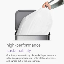 simplehuman Custom Fit Can Liners, 16 Gallon, 50% Recycled, White, Pack Of 200 Liners