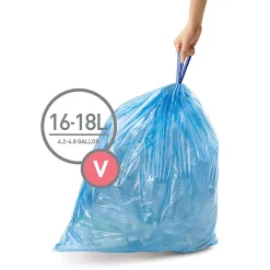 simplehuman Custom-Fit 0.3-mil Can Liners, 4.2 - 4.8 Gallons, Blue, Pack Of 240