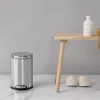 simplehuman Mini Round Step Trash Can, 1.2 Gallons, 12.1"H x 7.6"W x 10"D, Brushed Stainless Steel