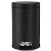 simplehuman Mini Round Step Trash Can, 1.2 Gallons, 12.1"H x 7.6"W x 10"D, Matte Black Steel