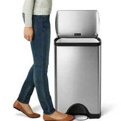 simplehuman® Rectangular Metal Step Trash Can, 10 Gallons, 25-3/4"H x 15-12/16"H x 12-1/2"D, Brushed Stainless Steel