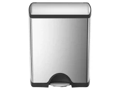 simplehuman® Rectangular Metal Step Trash Can, 13 Gallons, 25-3/4"H x 15-12/16"W x 12-12/16, Brushed Stainless Steel