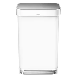simplehuman Rectangular Step Can With Liner Pocket, 12 Gallons, Stainless Steel with Grey Plastic Lid