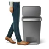 simplehuman Rectangular Step Can With Liner Pocket, 12 Gallons, Gray Plastic