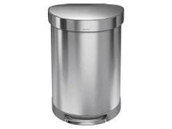 simplehuman Semi-Round Liner Rim Step Trash Can, 16 Gallons, Brushed Stainless Steel