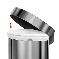 simplehuman Semi-Round Liner Rim Step Trash Can, 12 Gallons, Brushed Stainless Steel