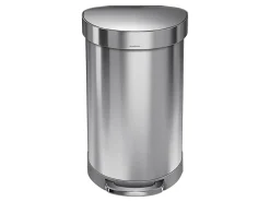 simplehuman Semi-Round Liner Rim Step Trash Can, 12 Gallons, Brushed Stainless Steel