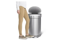 simplehuman Semi-Round Liner Rim Step Trash Can, 12 Gallons, Brushed Stainless Steel