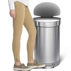 simplehuman Semi-Round Liner Rim Step Trash Can, 12 Gallons, Brushed Stainless Steel