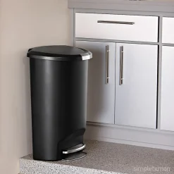 simplehuman® Semi-Round Plastic Step Trash Can, 13 Gallons, 26-1/4