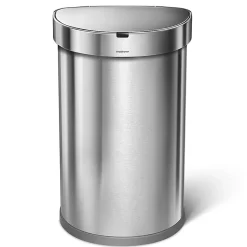 simplehuman® Semi-Round Sensor Stainless-Steel Trash Can With Liner Pocket, 12 Gallons, 25-1/4