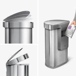 simplehuman® Semi-Round Sensor Stainless-Steel Trash Can With Liner Pocket, 12 Gallons, 25-1/4