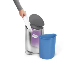 simplehuman Semi-Round Steel Step Trash Can, 1.6 Gallon, Brushed Stainless Steel, With Internal Liner Pocket