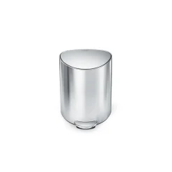 simplehuman Semi-Round Steel Step Trash Can, 1.6 Gallon, Brushed Stainless Steel, With Internal Liner Pocket