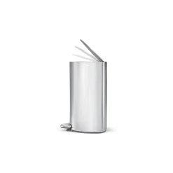 simplehuman Semi-Round Steel Step Trash Can, 1.6 Gallon, Brushed Stainless Steel, With Internal Liner Pocket