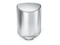 simplehuman Semi-Round Steel Step Trash Can, 1.6 Gallon, Brushed Stainless Steel, With Internal Liner Pocket