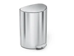 simplehuman Semi-Round Steel Step Trash Can, 1.6 Gallon, Brushed Stainless Steel, With Internal Liner Pocket