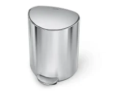 simplehuman Semi-Round Steel Step Trash Can, 1.6 Gallon, Brushed Stainless Steel, With Internal Liner Pocket