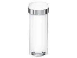 simplehuman Slim Liner Rim Step Trash Can, 12 Gallons, White Steel