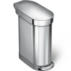 simplehuman Slim Liner Rim Step Trash Can, 12 Gallons, Brushed Stainless Steel