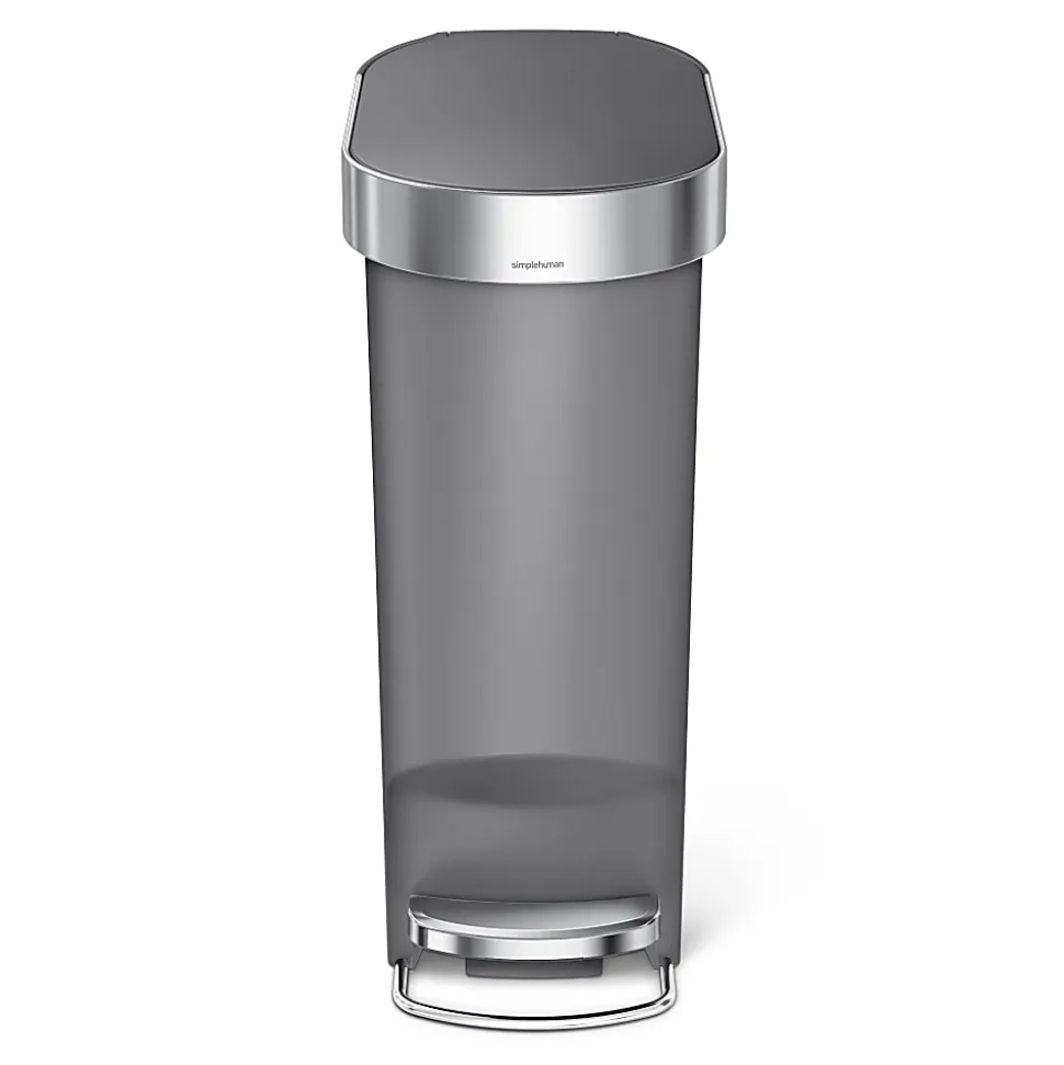 simplehuman Slim Plastic Step Trash Can, 10.5 Gallon, Gray