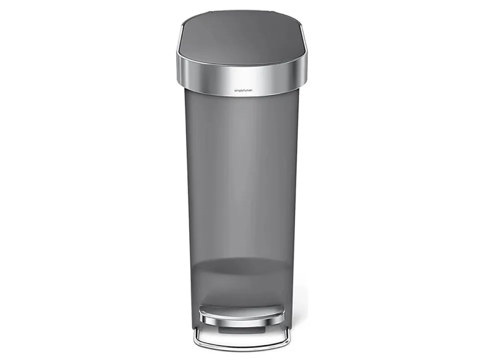 simplehuman Slim Plastic Step Trash Can, 10.5 Gallon, Gray