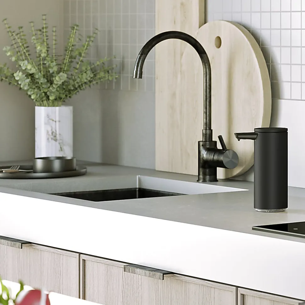 simplehuman Touch-Free Rechargeable Sensor Liquid Soap And Hand Sanitizer Dispenser, 9 Oz, Matte Black