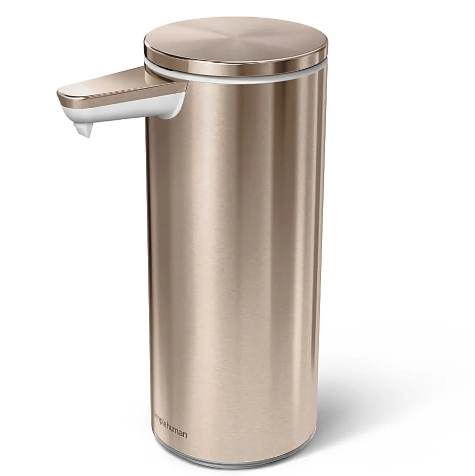 simplehuman Touch-Free Rechargeable Sensor Liquid Soap and Hand Sanitizer Dispenser, 9 Oz, Rose Gold