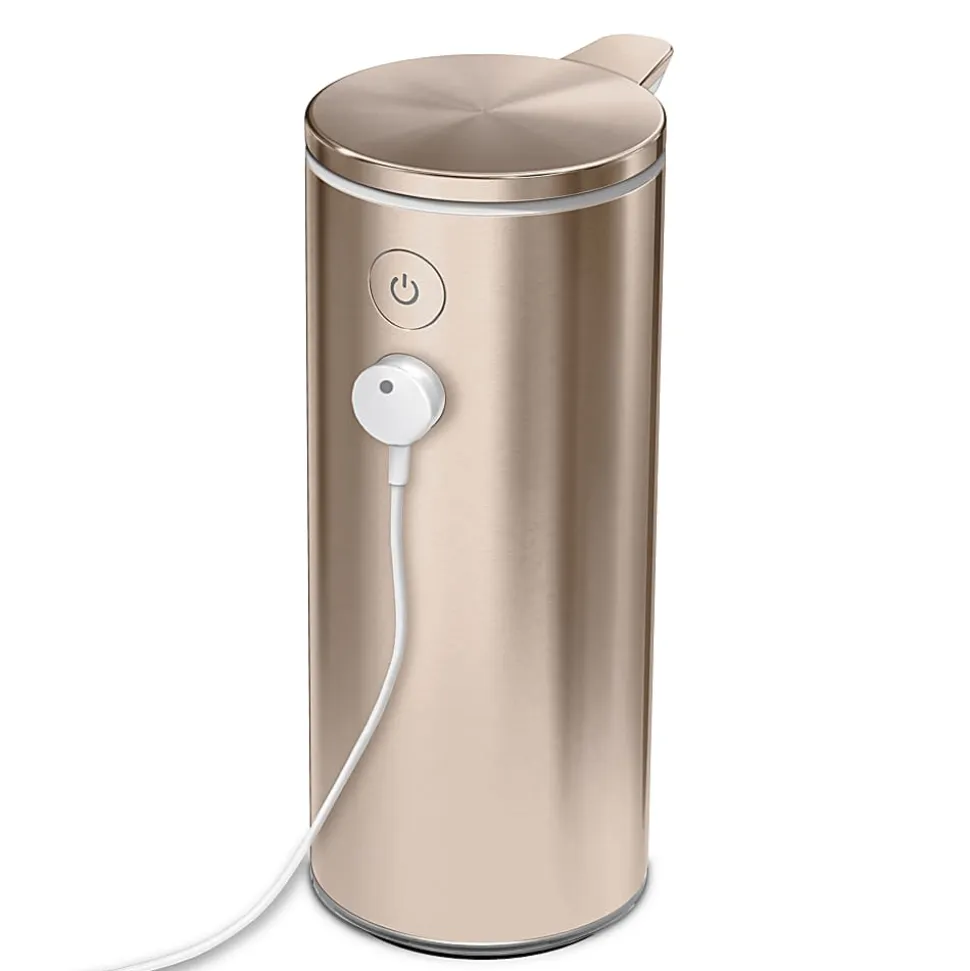 simplehuman Touch-Free Rechargeable Sensor Liquid Soap and Hand Sanitizer Dispenser, 9 Oz, Rose Gold