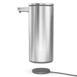 simplehuman Touch-Free Rechargeable Sensor Liquid Soap And Hand Sanitizer Dispenser, With Caddy, 14 Oz, Brushed Silver