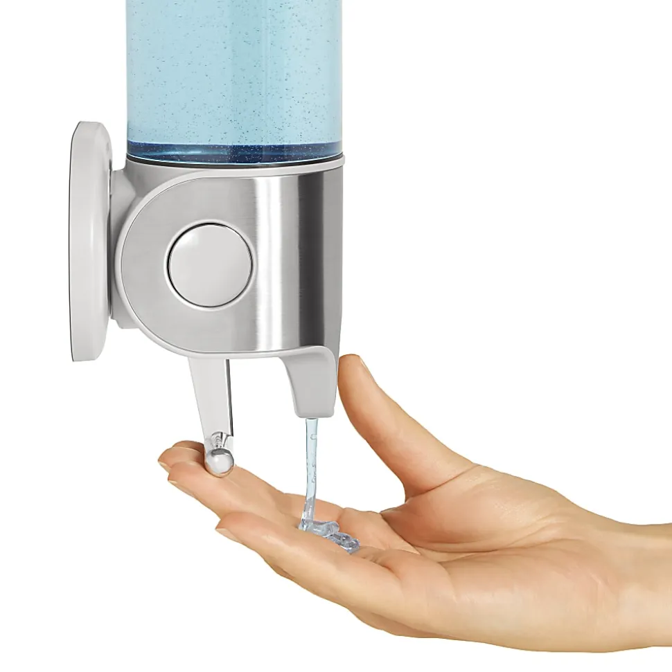 simplehuman Wall Mount Soap Pump, Triple, 3x15 fl.oz. Shampoo and Soap Dispensers, Stainless Steel