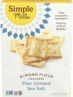 Simple Mills Almond Flour Crackers, Fine Ground Sea Salt, 4.25 Oz, Total Qty 6