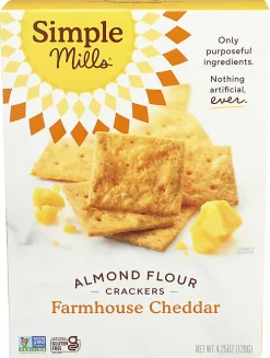 Simple Mills Almond Flour Crackers, Farmhouse Cheddar, 4.25 Oz, Total Qty 6