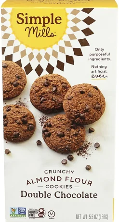 Simple Mills Crunchy Cookies, Double Chocolate, 5.5 Oz, Total Qty 6