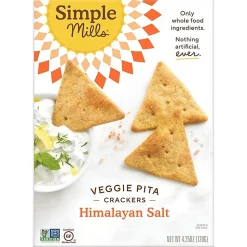Simple Mills Pita Crackers, Himalayan Salt Veggie, 4.25 Oz, Total Qty 6