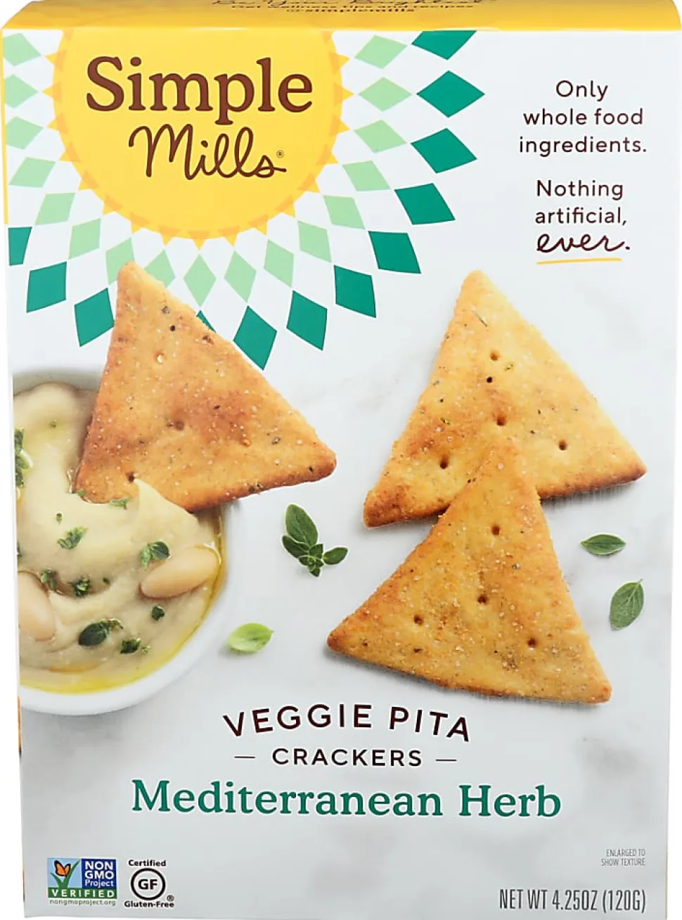 Simple Mills Pita Crackers, Mediterranean Herb, 4.25 Oz, Total Qty 6