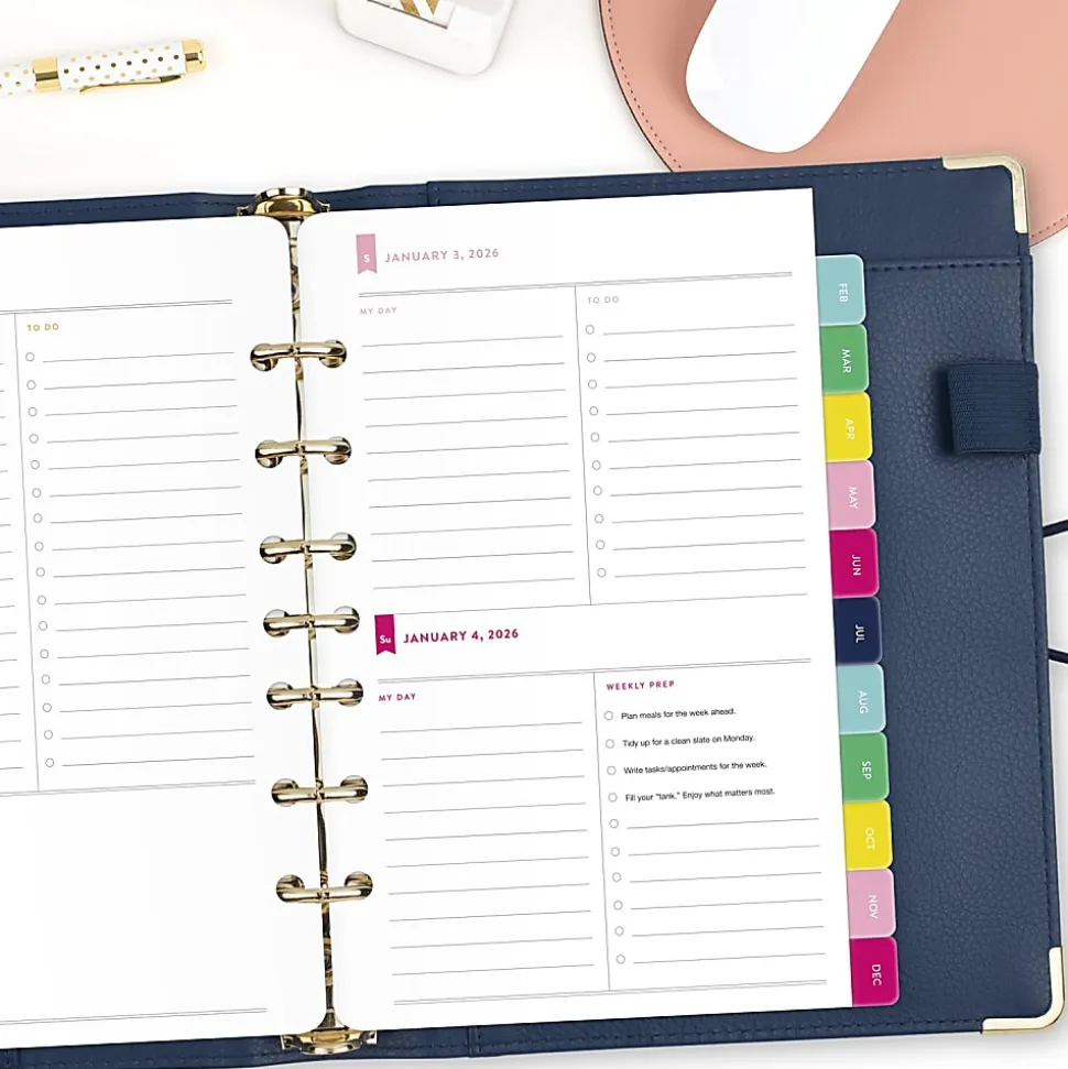 Simplified by Emily Ley for AT-A-GLANCE® 2026 One Page Per Weekday Refill, Loose-Leaf, Desk Size, 5 1/2" x 8 1/2"