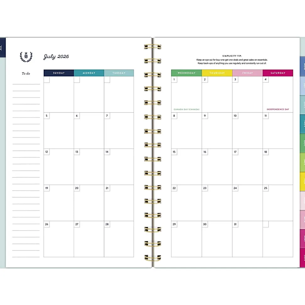Simplified by Emily Ley for AT-A-GLANCE® Academic 2026-2027 Weekly Monthly Planner, Seaglass, Small, 5 1/2" x 8 1/2"