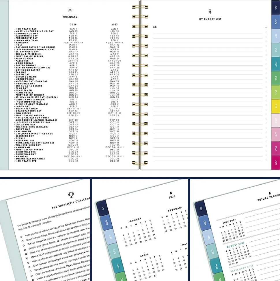 Simplified by Emily Ley for AT-A-GLANCE® Academic 2026-2027 Weekly Monthly Planner, Seaglass, Medium, 7" x 8 3/4"