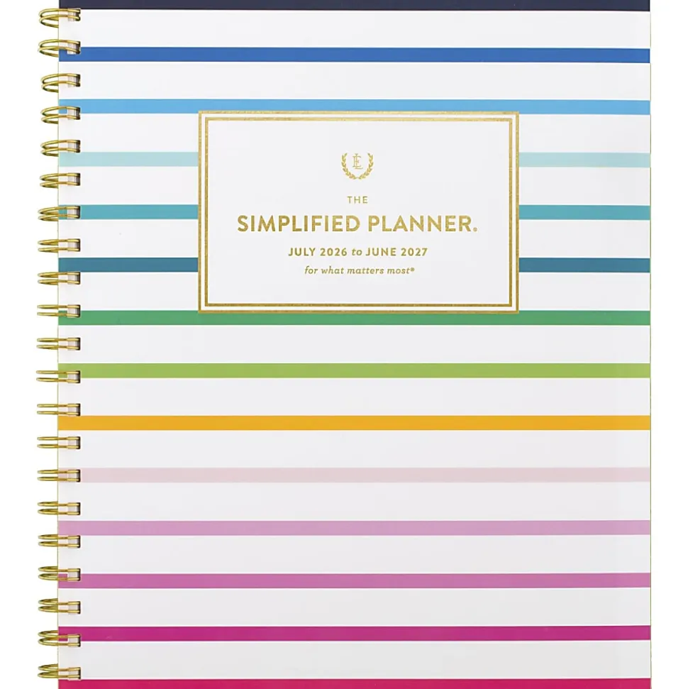 Simplified by Emily Ley for AT-A-GLANCE® Academic 2026-2027 Weekly Monthly Planner, Happy Stripe, Large, 8 1/2" x 11"