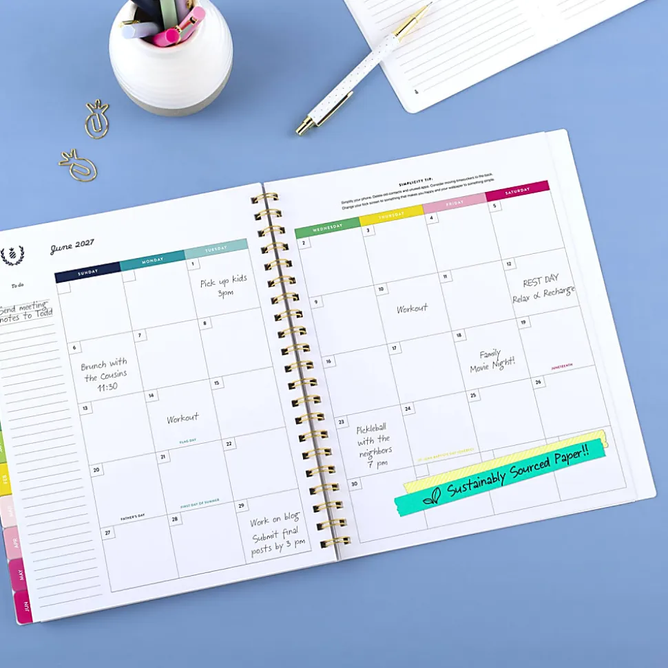 Simplified by Emily Ley for AT-A-GLANCE® Academic 2026-2027 Weekly Monthly Planner, Happy Stripe, Large, 8 1/2" x 11"