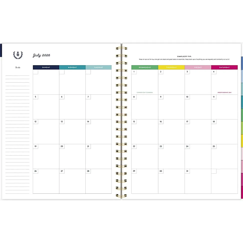 Simplified by Emily Ley for AT-A-GLANCE® Academic 2026-2027 Weekly Monthly Planner, Happy Stripe, Large, 8 1/2" x 11"